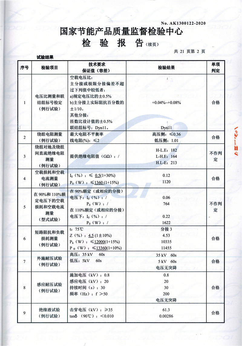 高低压试验报告-S11-1250赤城赤城赤城油浸式变压器-2.jpg